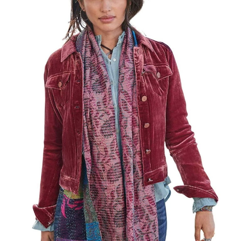 Velvet trucker jacket womens sales