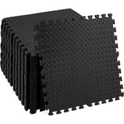 WSRFSD Fitness Puzzle Exercise Mat with EVA Foam Interlocking Tiles for MMA, Exercise, Gymnastics and Home Gym Protective Flooring, Multiple Sizes,One Inch Thick, 18 Tiles, 72 Sq Ft,Black
