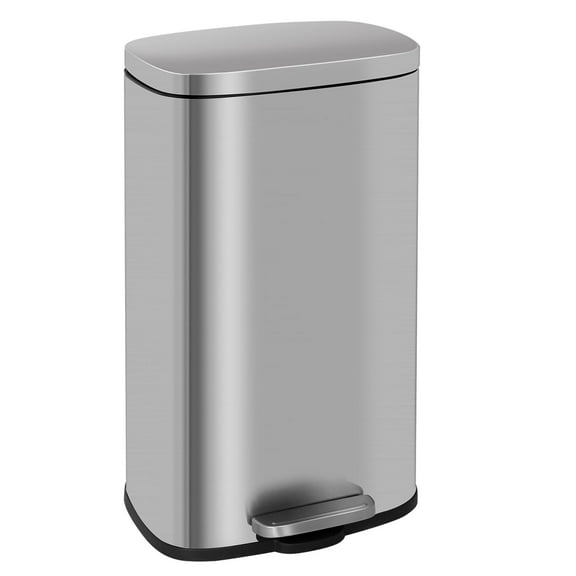 WSRFSD Kitchen Trash Can with Lid Step Trash Bin Fingerprint-Proof for Office Bedroom Bathroom Brushed Stainless Steel Garbage Can 8 Gallon/ 30L