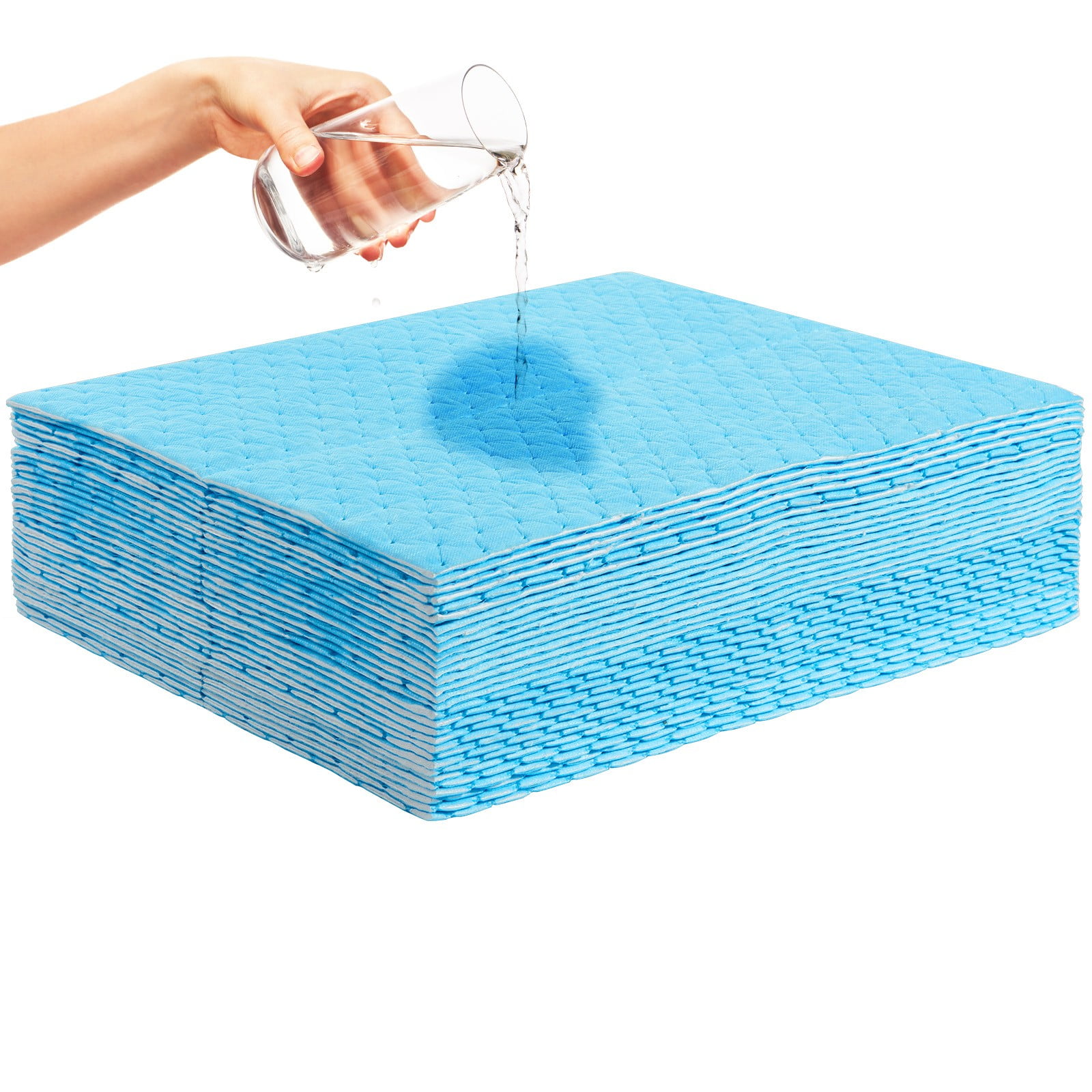 WSRFSD Spill Absorbent Pads - 12X Ultra Absorbent Water Absorbing Mats, Reusable Leak Cleanup Pads for Warehouses, Factories, Auto Repair Shops