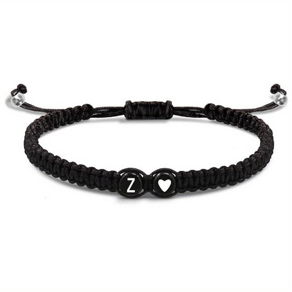 WSRRDRECVHi Heart Initial Bracelets for Women,26 Letters Initial Charm Bracelet Handmade Rope Braided Bracelets,Letter A-Z Charm Adjustable Link Jewelry Gifts for Daughter Mothers Day