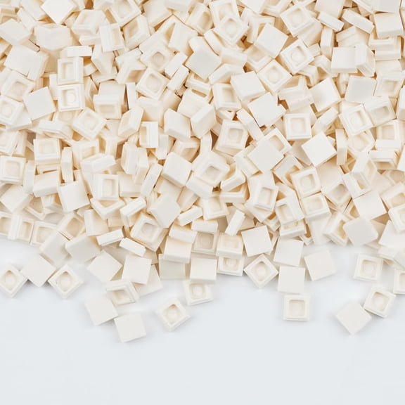 Classic Building Block 11 Square Tiles: Dots 1500pcs Flat Bricks Parts and Pieces, Smooth Plate Pixel Art Mosaic Bulk Lot White