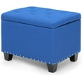 thumbnail image 1 of WSSYzyzf 25 Inches Storage Ottoman, Upholstered Linen Foot Rest Stool for Couch with Hinged Lid, Ottoman with Storage for Living Room, Bedroom, Entryway, Load up to 600 lbs, Blue, 1 of 18