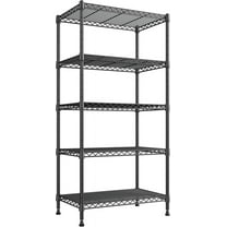 WSSYzyzf 5 Tier Metal Shelving Wire Storage Shelves Adjustable Steel Organizer Rack 63x21.65x11.8 Inch for Kitchen Laundry Room Storage Room Heavy Duty Black