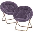 thumbnail image 1 of WSSYzyzf Saucer Chair for Teens Adults, Oversized Folding Cozy Moon Chair with Gold Metal Frame, Furry Faux Fur Comfy Lazy Seat for Bedroom, Living Room, Dorm Room, Apartment (Purple, Set of 2), 1 of 19