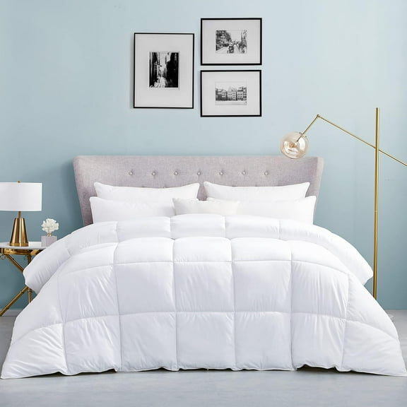 WSSYzyzf Twin/Twin XL Size Hard-to-FIND 65 Oz Fill Weight Goose Down Alternative Comforter, 600 Thread Count 100% Egyptian Cotton Cover, 700 Fill Power, Solid White Color