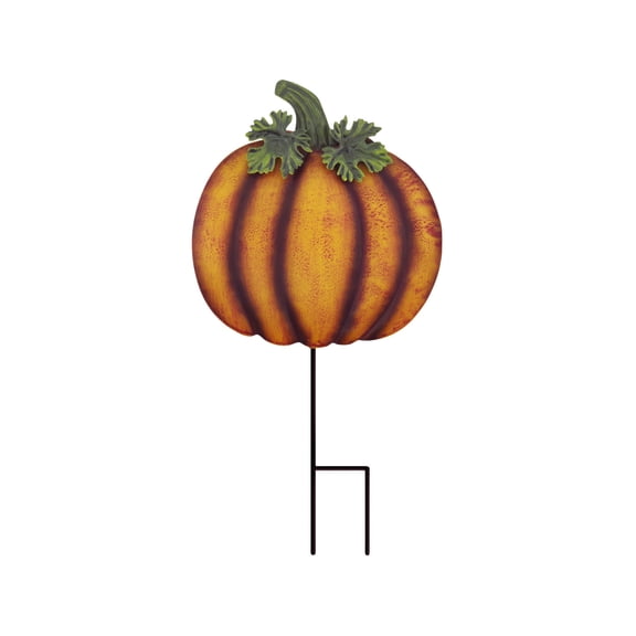 WSSZL Autumn Iron Art Pumpkin Yard Decoration, Durable Metal Garden Stake Ornament for Thanksgiving and Halloween, Lightweight Outdoor Display for Patios, Lawns, and Backyards Orange