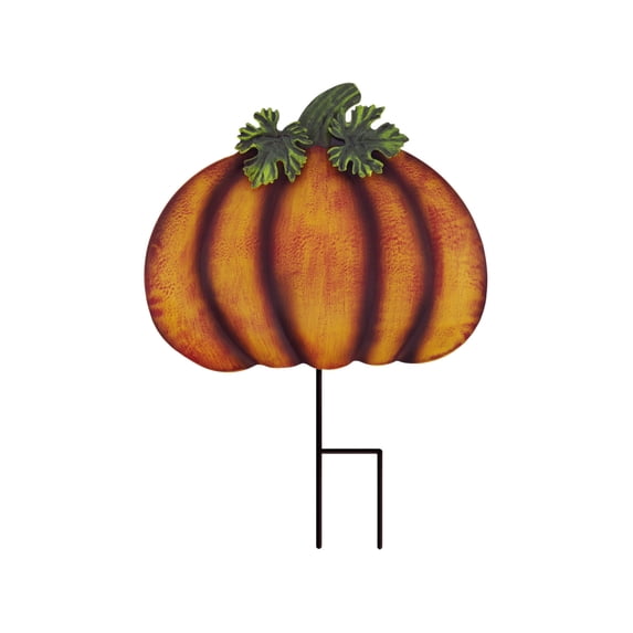 WSSZL Autumn Iron Art Pumpkin Yard Decoration, Durable Metal Garden Stake Ornament for Thanksgiving and Halloween, Lightweight Outdoor Display for Patios, Lawns, and Backyards Orange A
