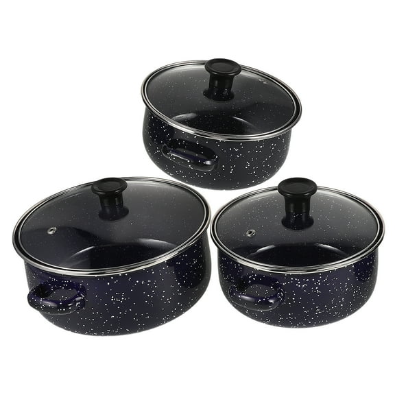WSTEER Enamel Stock Pot with Lid, 1 Set Flat Bottom Cooking Pot Cookware for Home Kitchen