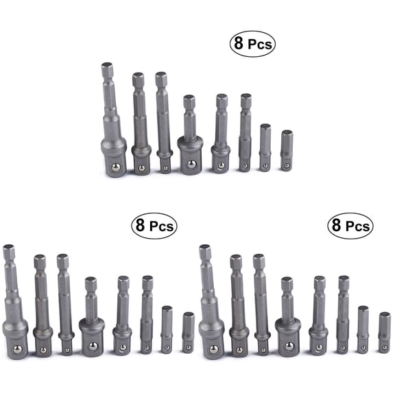 WSTEER 24 PCS Socket Adapter Set 1/4" 3/8" 1/2" Square Impact Socket Extension Connector Power Drill Bit Adapter