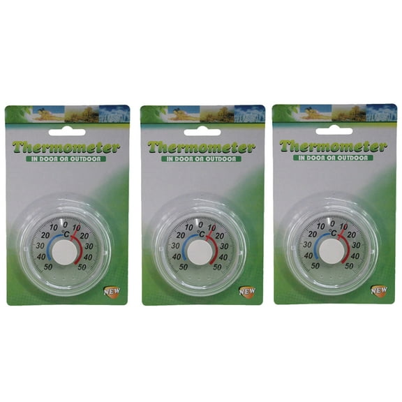 WSTEER 3Pcs Temperature Gauges Wooden Board Thermometers Vertical Temperature Monitors for Home Shop School(Silver)