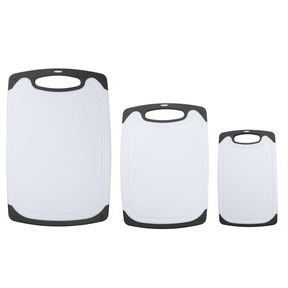WSTEER 3pcs Kitchen Chopping Board Cutting Board Double Color Non-slip Thicken for Home (Grey+White)