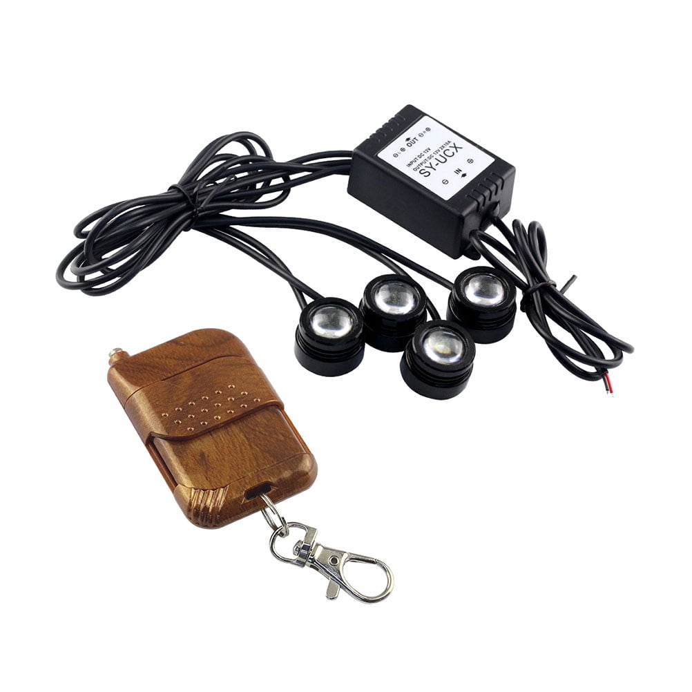 WSTEER 4 In 1 Kit DC 12V LED Eagle Eye Car Emergency Strobe Lights
