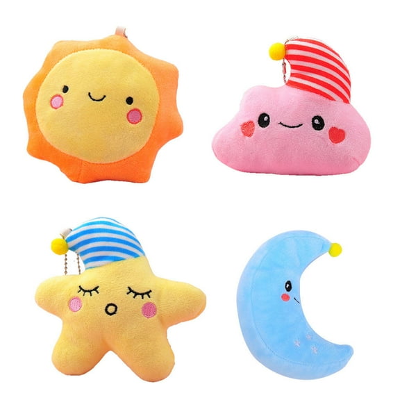 WSTEER 4pcs Star Shape Bag Pendant Diy Plush Moon Doll Novel Key Hanging Ornament