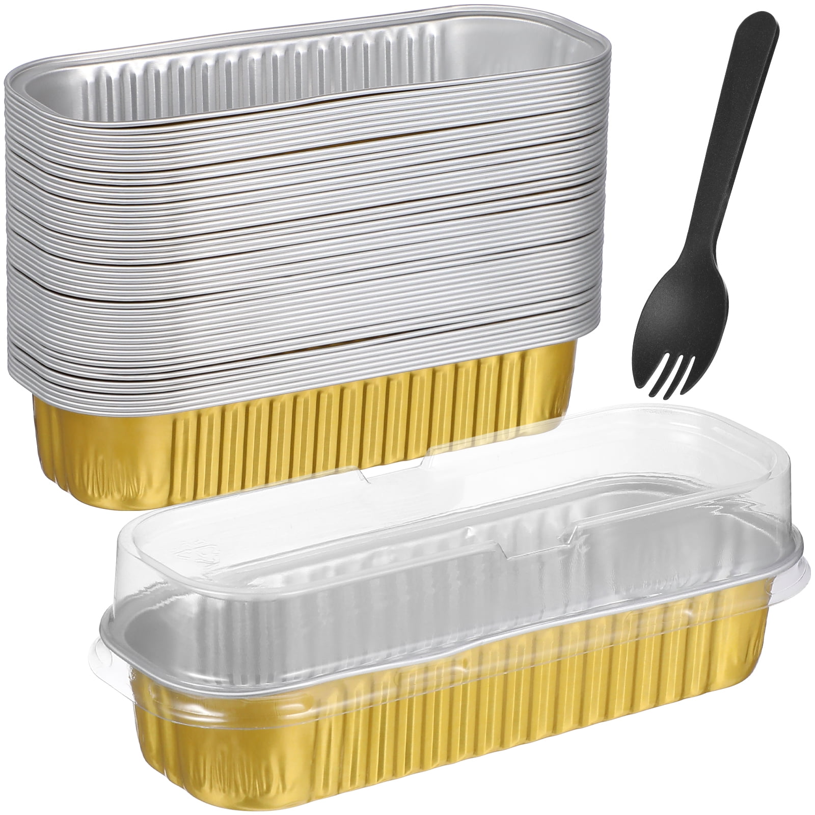 WSTEER 50 Pcs Mini Loaf Pans Aluminum Foil Cake Pans Mini Cake Tins