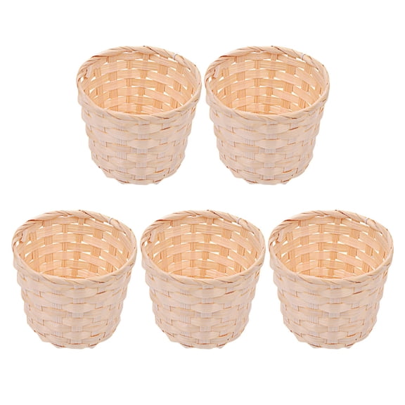 UPGRATOR Set of 5 Khaki Storage Baskets with Stylish Design for Hallway, 3.34 x 3.34 x 2.75 Inches, and Space-Saving