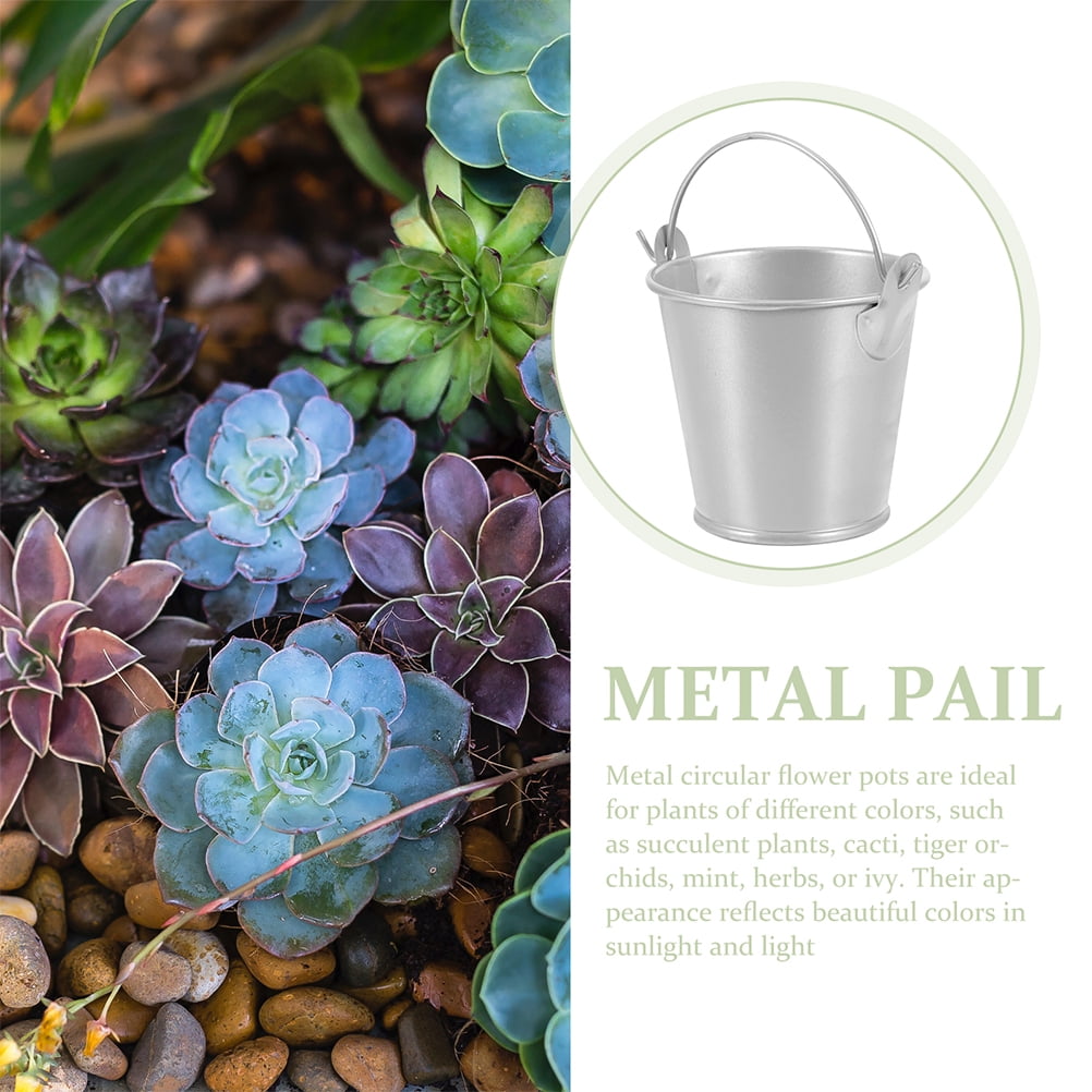 WSTEER Mini Metal Buckets Set of 5 with Handles, Small Tin Pails for ...