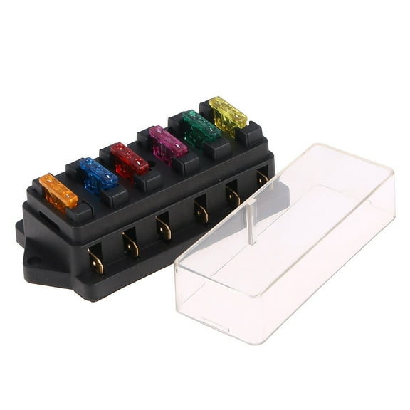 WSTEER 6-Way Illuminated Fuse Box Holder Block with for Automotive Boat Marine Car Van