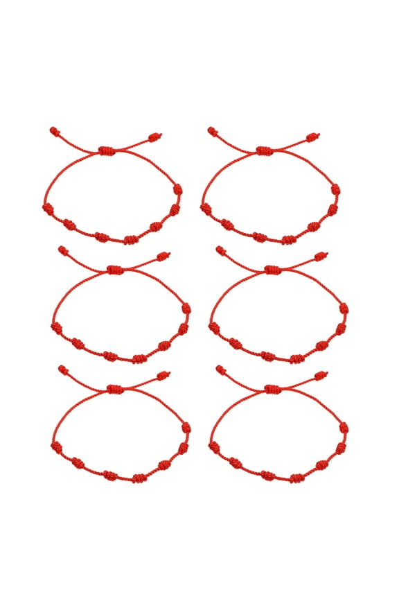 6pcs Braided Bracelet Red Knot String Wristband Adjustable Red Rope Wrist Chain