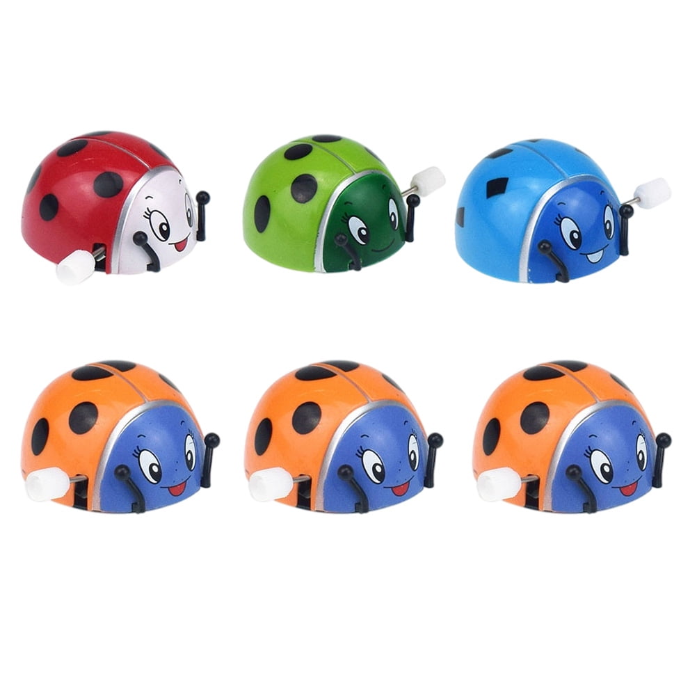 WSTEER 6pcs Wind-up Plastic Ladybug Toy Clockwork Toys Kids Funny
