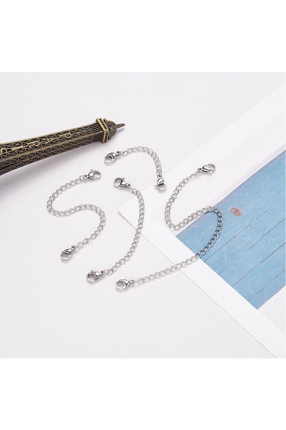 WSTEER 8-Piece Stainless Steel Extension Chains for Necklace, Bracelet, Anklet - Chain Extenders Set