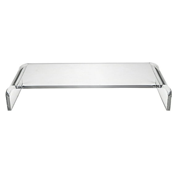 White Acrylic Computer Monitor Stand for Home Use Elevating Desk Organizer 7.87 Inches High