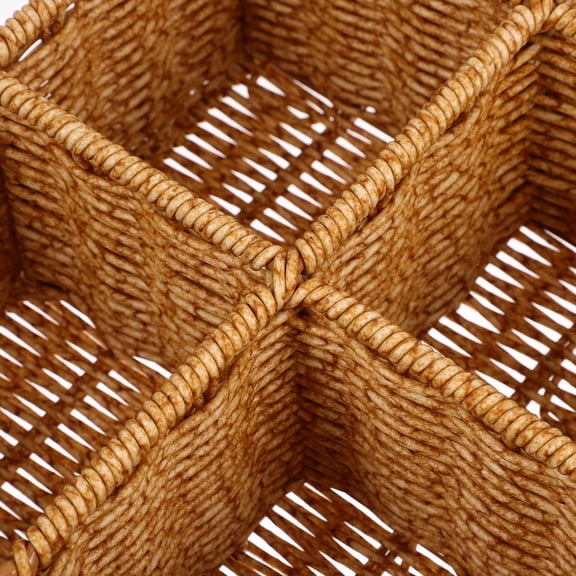 WSTEER Imitation Rattan Spoon Fork Divided Storage Basket Table Baskets Picnic Storage Basket