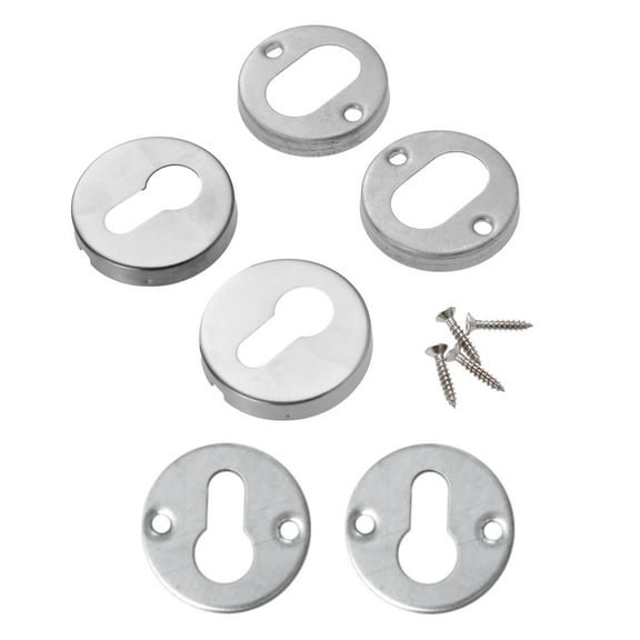 WSTEER One Pair of Stainless Steel Key Hole Covers Detachable Brushed Texture Keyhole Escutcheons with Screws - Random Base Covers (Silver)
