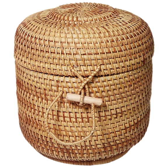 WSTEER Weaving Rattan Tea Leaf Storage Basket Round Fruit Basket Table Storage Basket