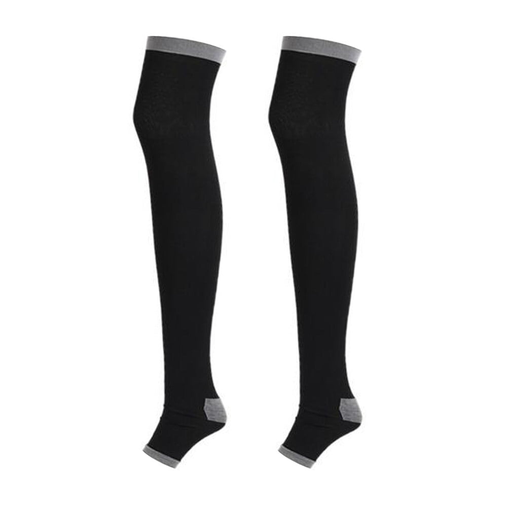 WSTEER Women Compression Socks Open Toe Socks Opaque Over The Knee Long