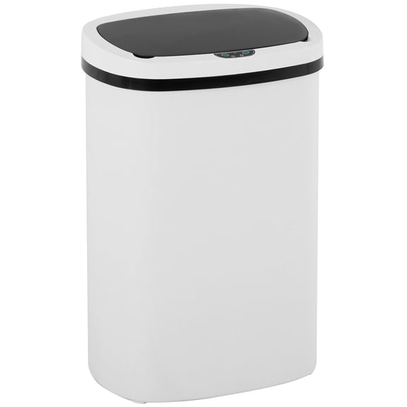 WSWJY 13 Gallon Automatic Touchless Kitchen Trash Can, Motion Sensor Garbage Bin with Lid, Hands-Free Smart Waste Bin for Home Kitchen White