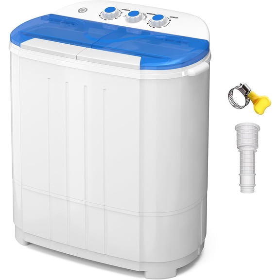 WSWJY 14lbs Twin Tub Portable Washing Machine, 9lbs Washer 5lbs Spin Dryer Compact Laundry Combo for Dorm Apartment RV