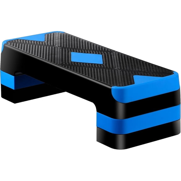 WSWJY 26.5 inch Aerobic Step Platform with 4 Step Risers, 400 lbs Capacity | Height Adjustable Exercise Stepper for Home Gym Workouts, Non-slip Serface