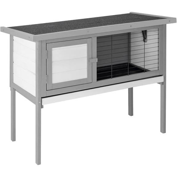 WSWJY 36 Inch Single Deck Wooden Rabbit Hutch, Waterproof Gray Small Pet Cage, Wire Poultry House for Rabbit Chicken Quail, Indoor & Outdoor Use Bunny Coop