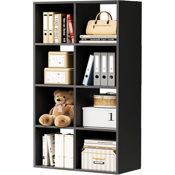 WSWJY 8 Wood Cube Storage Organizer with Open Back and Removable Back Panels, 11In Black Cube Storage Bookshelf, Cubicle Shelf Bookcase for Home Office Bedroom Living Room, Vertical or Horizontal