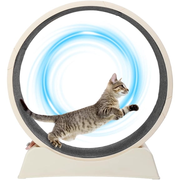 WSWJY Cat Exercise Wheel, 31" Cat Treadmill for Indoor Cats, Cat Running Wheel with Carpeted Runway for Weight Loss & Daily Exercise (Off-White)