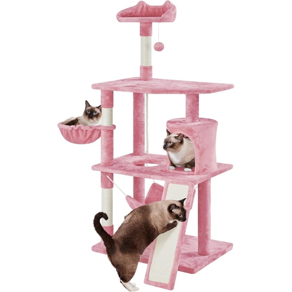 WSWJY Cat Tower for Indoor Cats 63.5inch, Cat Furniture Condo with Scratching Posts as Kitten Activity Center, Pink