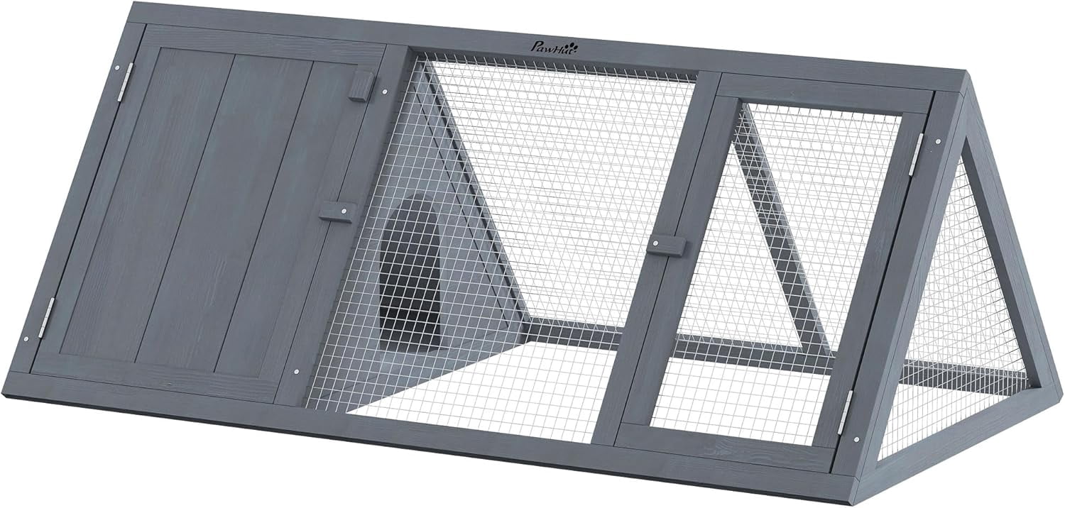 WSWJY Rabbit Hutch Outdoor, Wooden Chicken Coop with Run, Outdoor Small Animal Cage for Rabbit, Small Duck and Chicken, for Garden, Backyard, Farms, 45" x 20.5" x 18", Grey