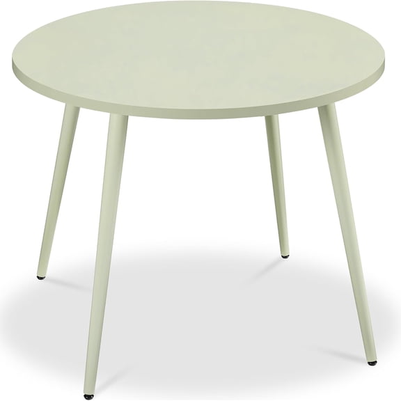 WSWJY Round 35.5in Dining Table for 4 w/Sturdy Wood Finish Steel Legs, Mid Century Modern, Space-Saving, Small Space Circle Dinette for Home, Kitchen, Apartment - Sage Green
