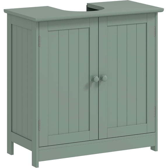 WSWJY Under Sink Bathroom Cabinet, Pedestal Sink Storage Cabinet with 2 Doors, Shelf and U-Shape, Dark Green