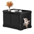 thumbnail image 1 of WSWJY Wooden Hidden Cat Litter Box Enclosure Furniture, Decorative Hidden Cat Washroom House, Multi-Style Concealed Cat Litter Cabinet for Indoor Cats 29.8'' Black, 1 of 13