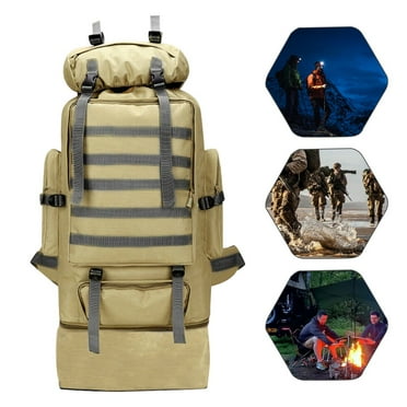 WSYW 100L Camping Hiking Backpack, Waterproof and Wearable Military Tactical Backpack, Large Outdoor Sports Backpack for Traveling and Hiking Khaki