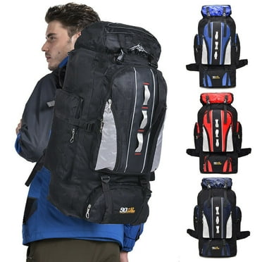 WSYW 100L Outdoor Hiking Backpack Camping Rucksack Unisex Waterproof Shoulder Travel Bag Black