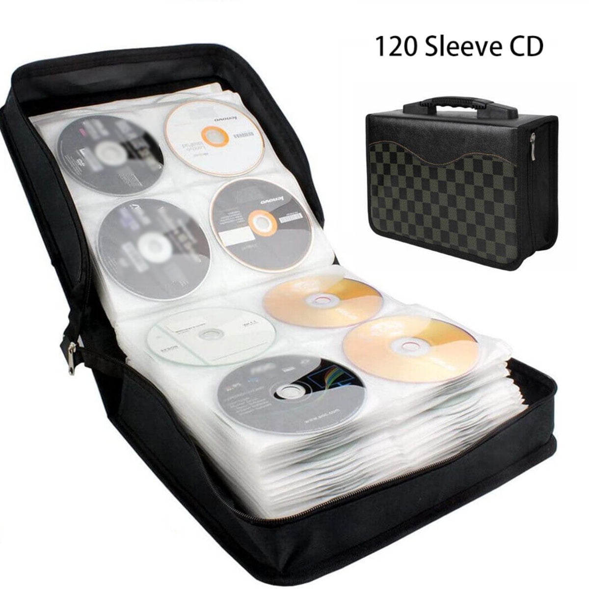 WSYW 10Pack 120Disc CD DVD Case Storage Bag PU Leather Organizer Holder
