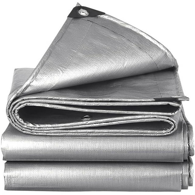 WSYW 12*16ft Tarps Heavy Duty Waterproof, 10 Mil Silver Poly Tarp Cover, UV Resistant, Rip and Tear Proof Tarpaulin with Grommets and Reinforced Edges for Roof, Patio, Camping, Boat, Pool