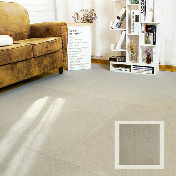 WSYW 12 Pcs Self Adhesive Carpet Floor Tiles Peel & Stick Square Home