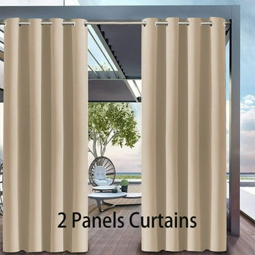 WSYW 2 Panels 100"x84" Extra Waterproof Outdoor Curtains for Patio Gazebo Washable Blackout Sunblock Drapes