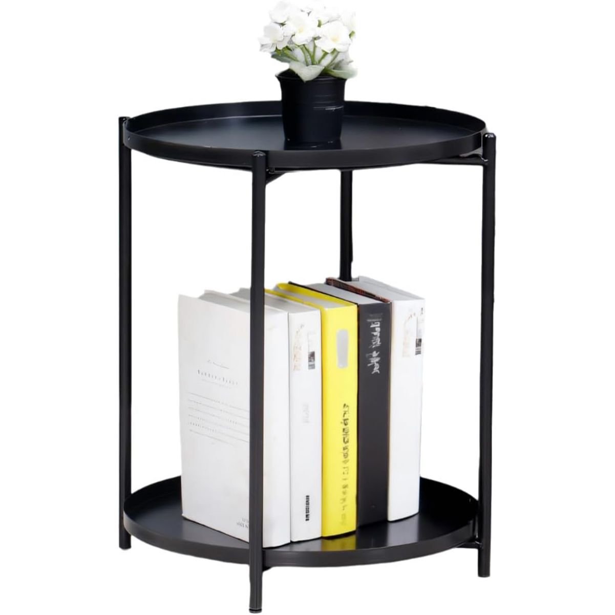 WSYW 2Tier End Table Metal Side Table Nightstand Round Accent Coffee ...