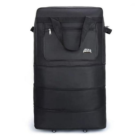 WSYW 3-Layer Expandable Rolling Duffle Bag 30" Wheeled Luggage Oxford Cloth Foldable Suitcase Black