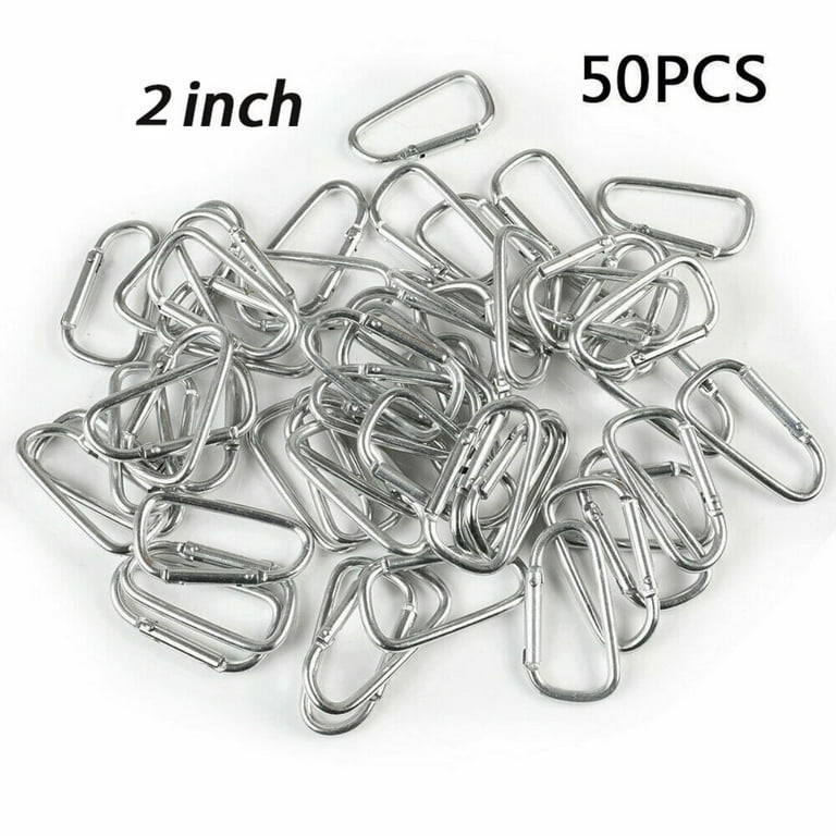 WSYW 50 pcs 2 Aluminum Carabiner Key Hook Keychain Buckle D Shape Spring Clip Snap Silver Walmart